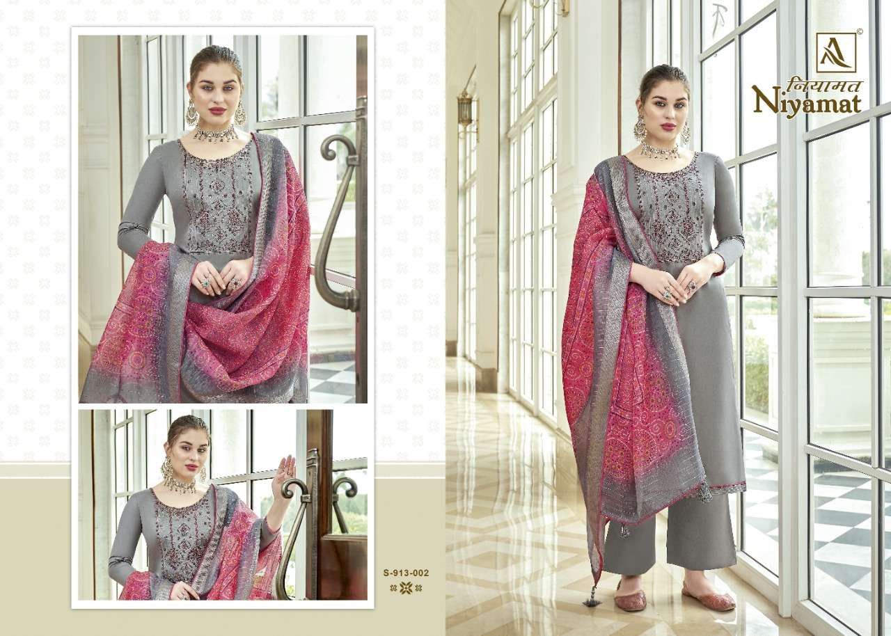 Alok Niyamat Catalog  Fancy Wear Embroidery Unstitched Dress Materials 