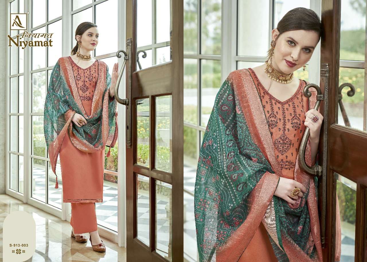 Alok Niyamat Catalog  Fancy Wear Embroidery Unstitched Dress Materials 