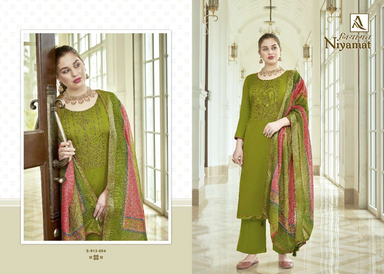 Alok Niyamat Catalog  Fancy Wear Embroidery Unstitched Dress Materials 