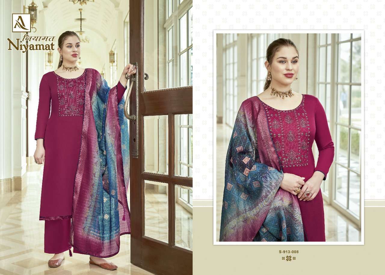 Alok Niyamat Catalog  Fancy Wear Embroidery Unstitched Dress Materials 