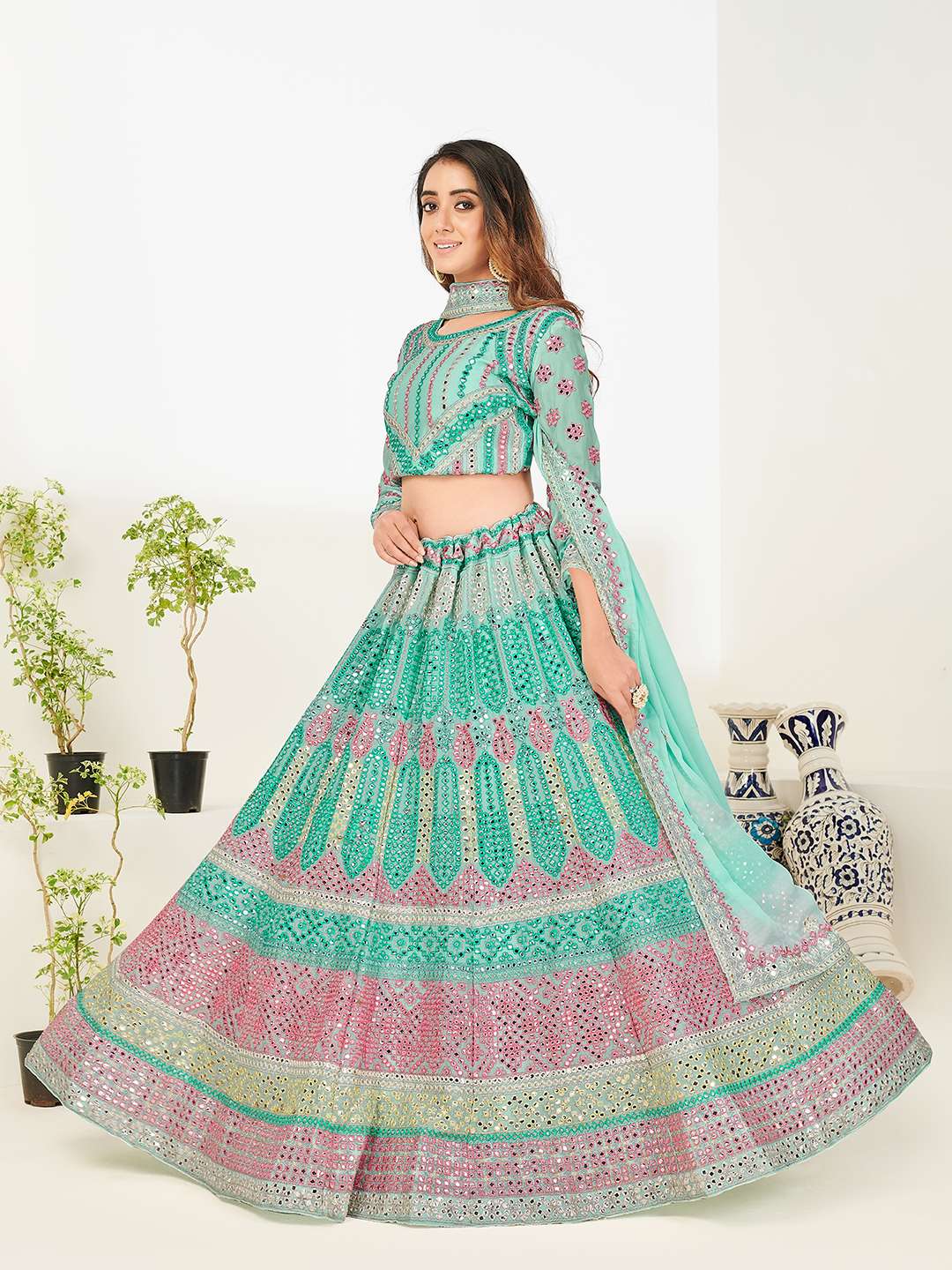 Aqua Blue 1140  Lehenga Choli   Buy Georgette Designer Lehenga Choli Online .
