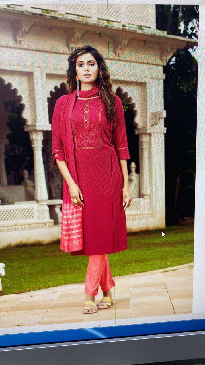 Shop Online Rayon Red Designer Kurti  198543 