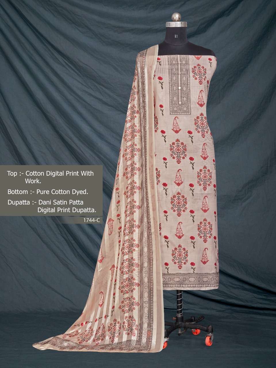 Bipson DN 1744 Catalog Pure Cotton Printed Summer Wear Dress Materials