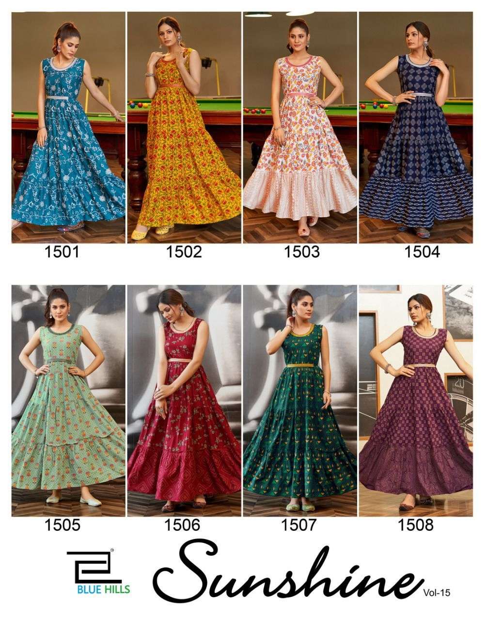 Blue Hills Sunshine Vol 15 Catalog Party Wear Long Anarkali Gown 