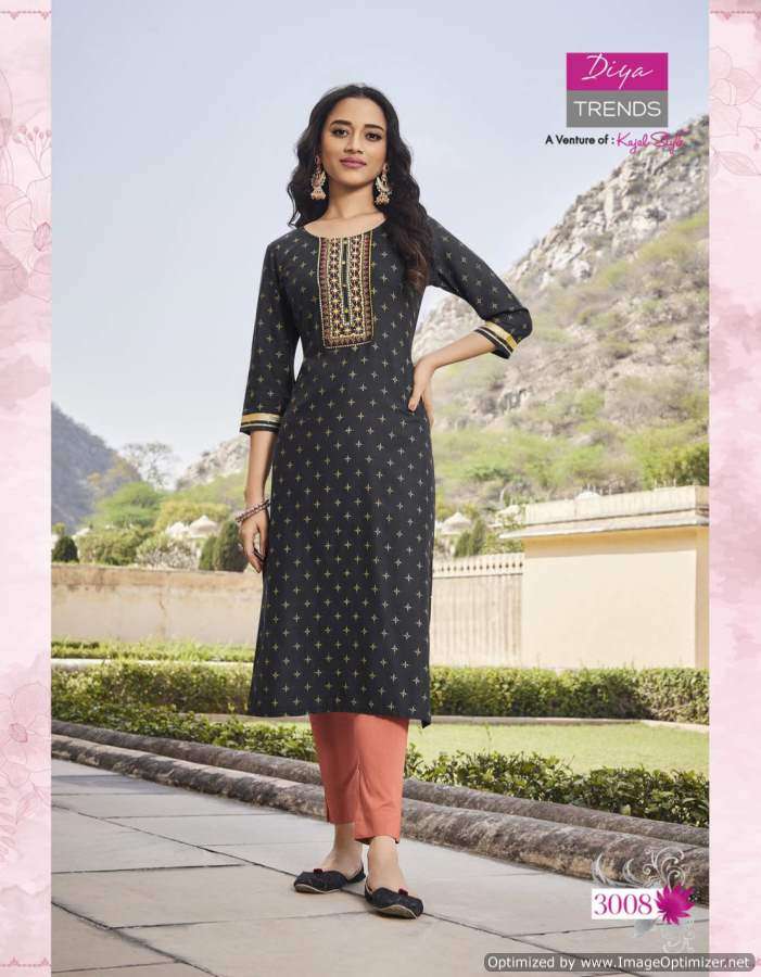 Diya Trendz  Victoria vol 3 catalog  Designer Rayon Embroidery Kurtis
