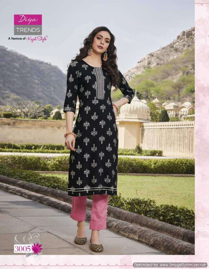 Diya Trendz  Victoria vol 3 catalog  Designer Rayon Embroidery Kurtis