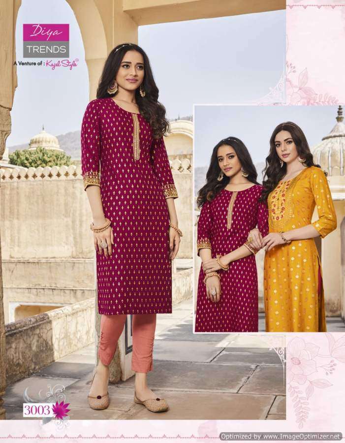 Diya Trendz  Victoria vol 3 catalog  Designer Rayon Embroidery Kurtis