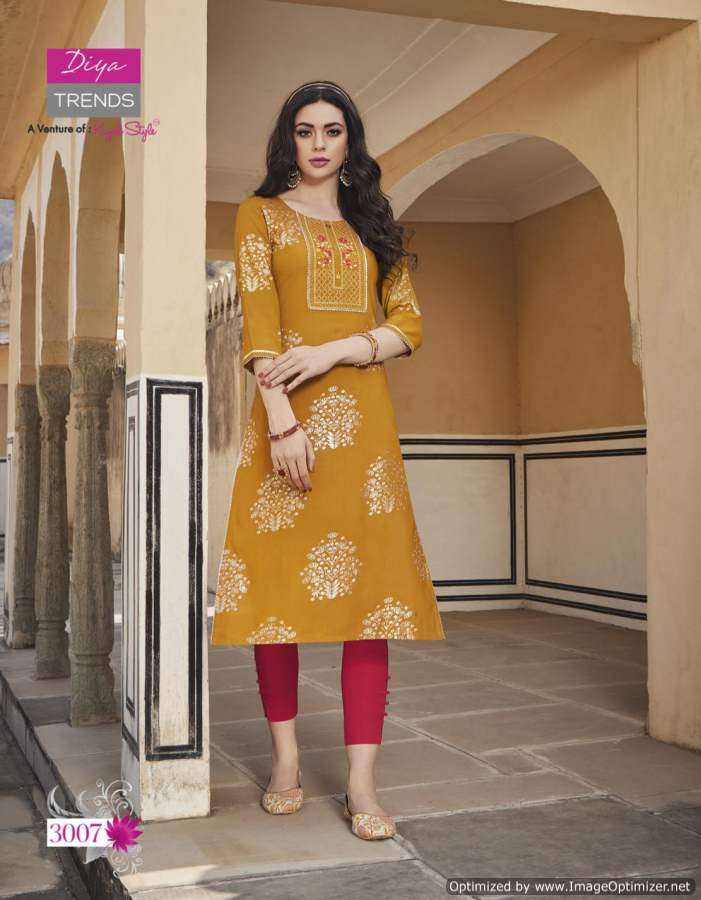 Diya Trendz  Victoria vol 3 catalog  Designer Rayon Embroidery Kurtis