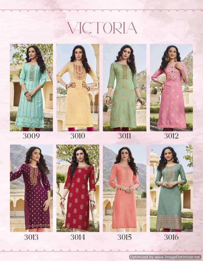 Diya Trendz  Victoria vol 3 catalog  Designer Rayon Embroidery Kurtis