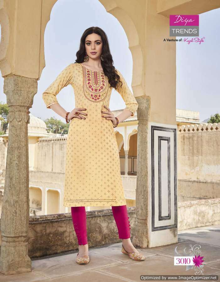 Diya Trendz  Victoria vol 3 catalog  Designer Rayon Embroidery Kurtis