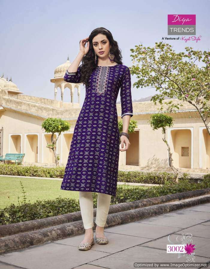Diya Trendz  Victoria vol 3 catalog  Designer Rayon Embroidery Kurtis