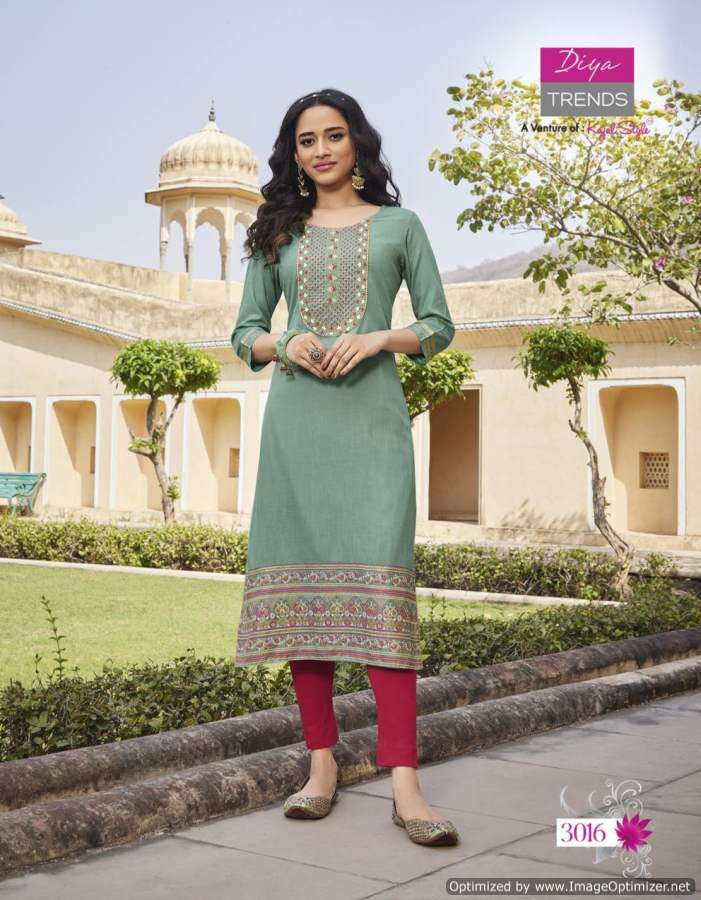 Diya Trendz  Victoria vol 3 catalog  Designer Rayon Embroidery Kurtis