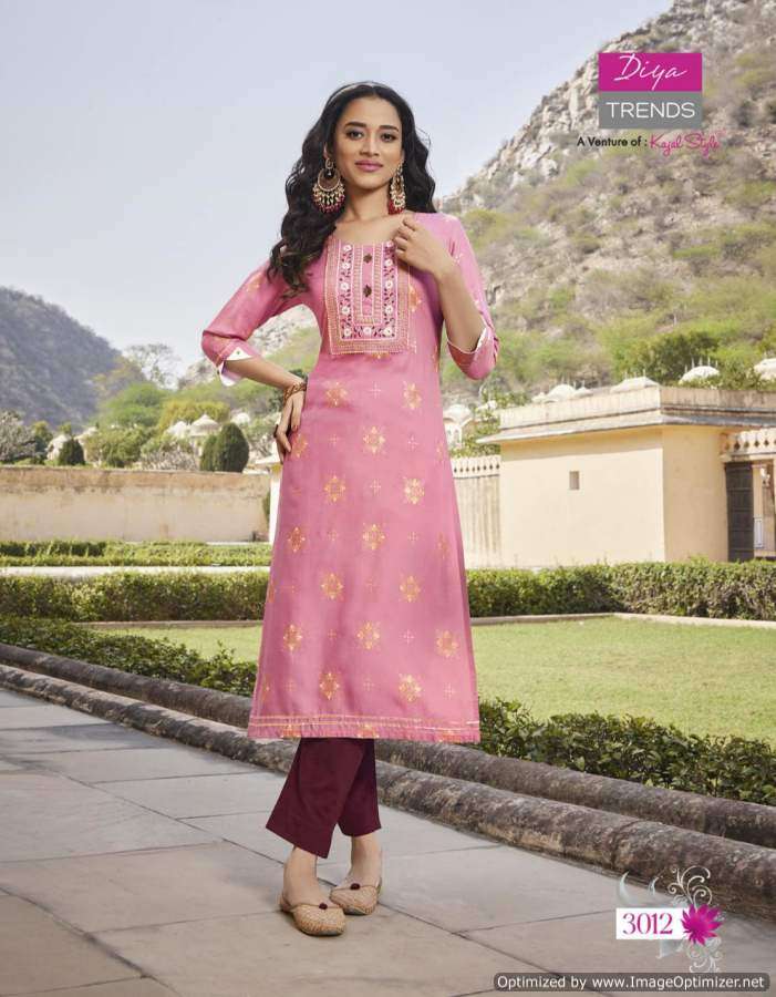 Diya Trendz  Victoria vol 3 catalog  Designer Rayon Embroidery Kurtis