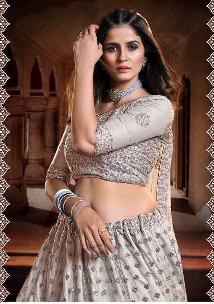 Grey 1123  Semi Stitched Lehenga choli with Dupatta Buy Wholesale Designer Net Lehenga Choli 