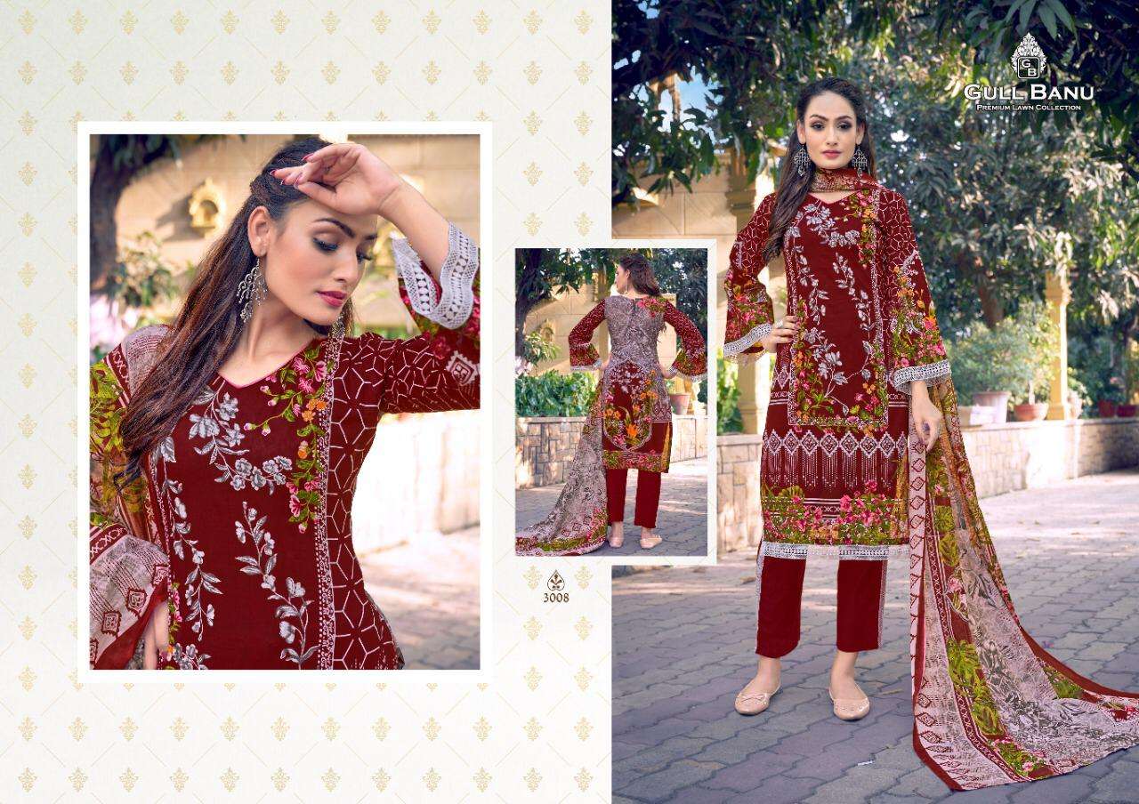 Gull Ahmed Gull Banu vol 3 catalog Lawn cotton with fancy print Buy Ladies Cotton suits 