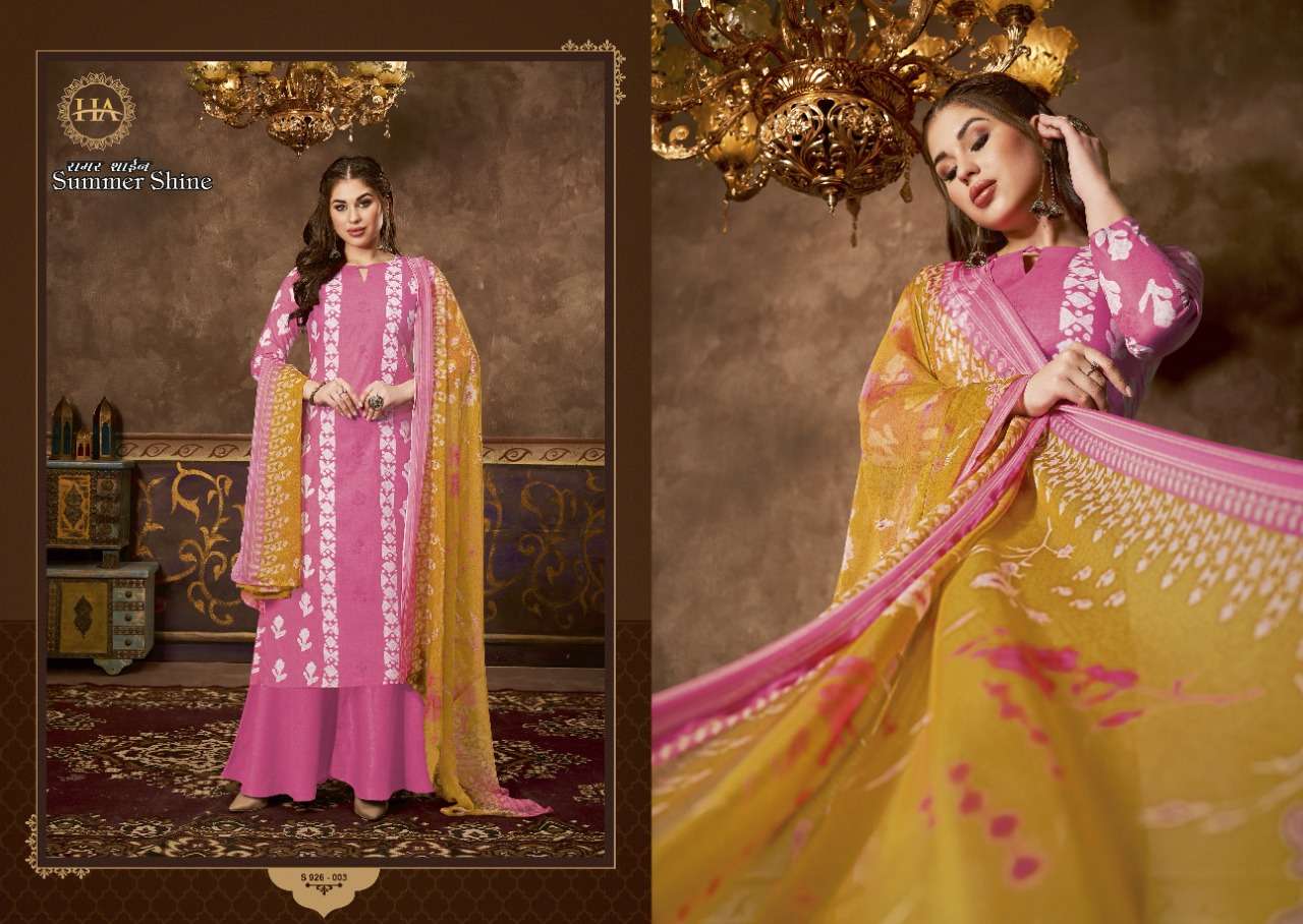 Harshit Summer Shine Catalog Pure Cotton Designer Wear Women Dress Materials