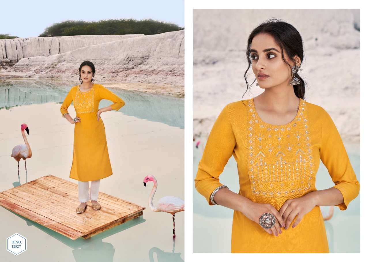 Kalaroop Shahi  catalog  casual wear Rayon Kurtis with Embroidery Work