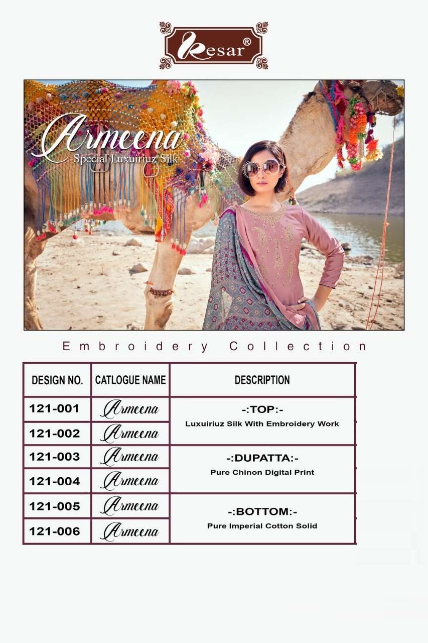 Kesar Armeena Special Luxuiriuz Silk catalog Designer Dress Material