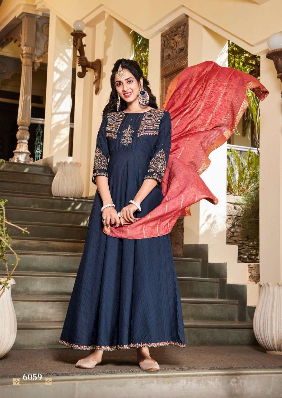 Koodee Sundra Vol 1 catalog  Festival ware Viscose Designer Anarkali Kurtis With Dupatta 