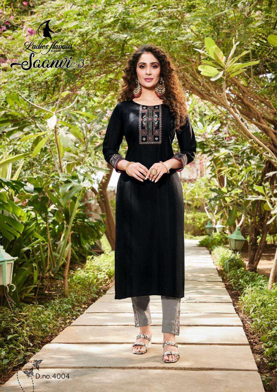 Ladies Flavour Saanvi Vol 3 Catalog Regular Wear Kurti with Pent 
