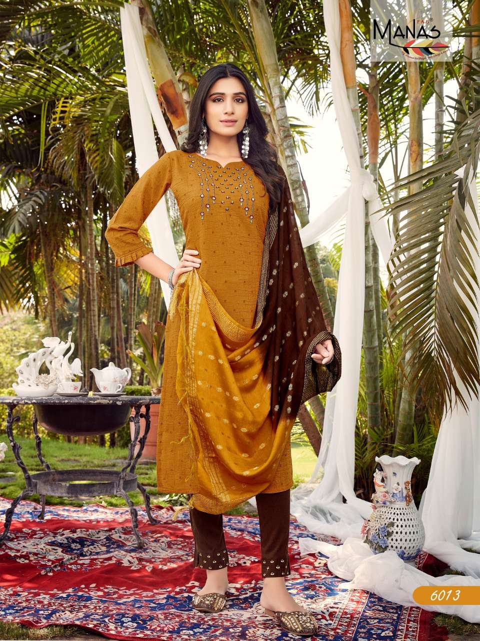 Manas Arina Vol 3 Catalog Designer Wear Top Pant with Dupatta