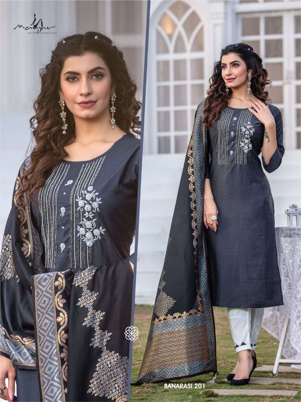 Mayur Banarasi vol 2 catalog  Designer silk  Kurtis Pent  with Dupatta 