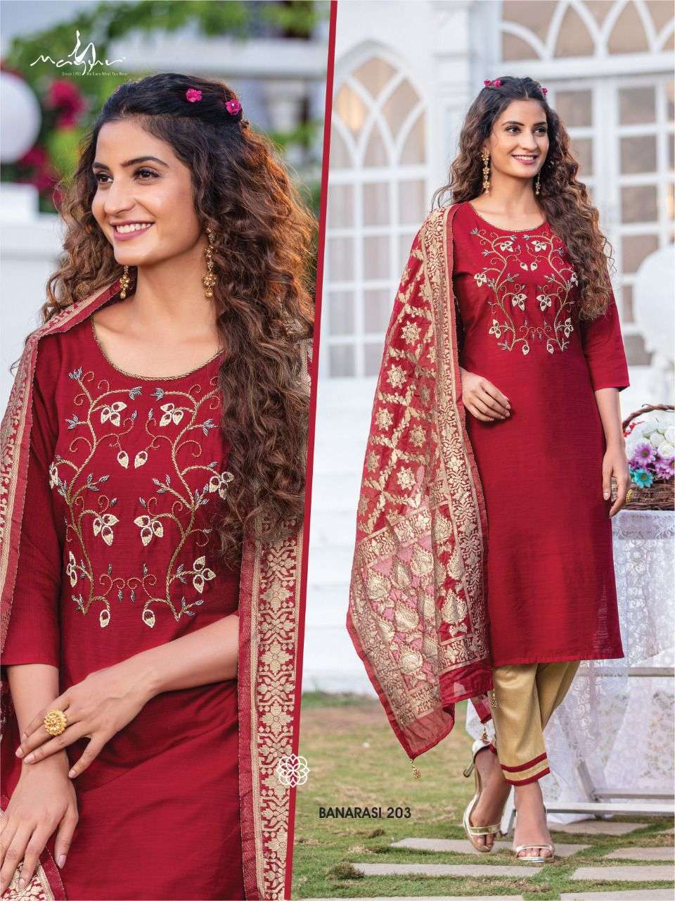 Mayur Banarasi vol 2 catalog  Designer silk  Kurtis Pent  with Dupatta 