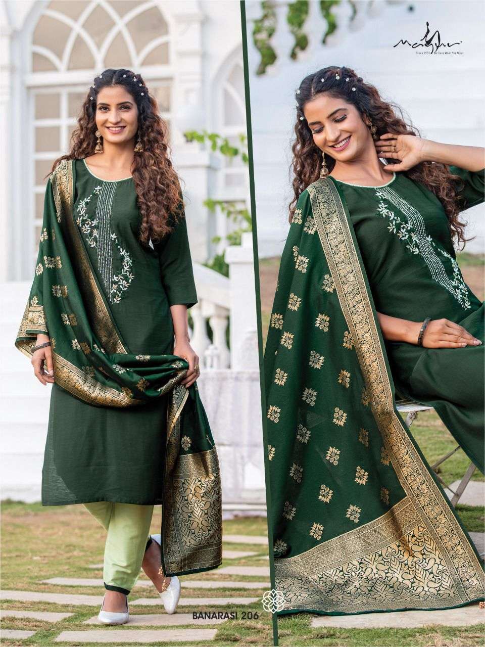 Mayur Banarasi vol 2 catalog  Designer silk  Kurtis Pent  with Dupatta 