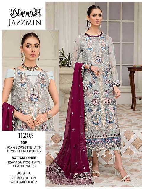 Noor Jazzmin  catalog Designer Georgette Pakistani Salwar suits 