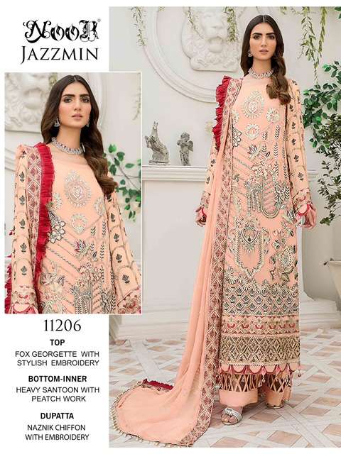 Noor Jazzmin  catalog Designer Georgette Pakistani Salwar suits 