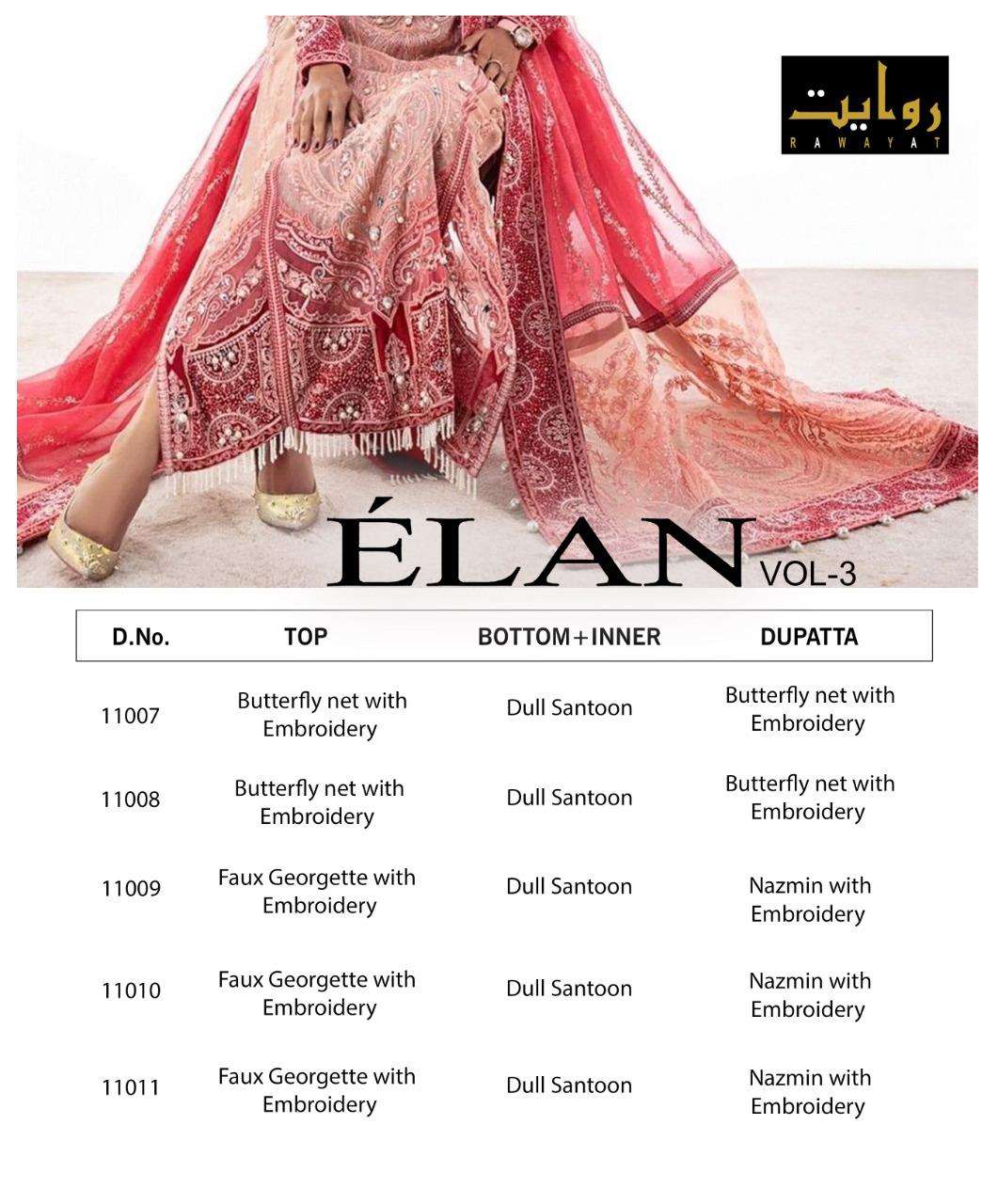 Rawayat Elen  vol 3 catalog  Designer Pakistani Salwar suits