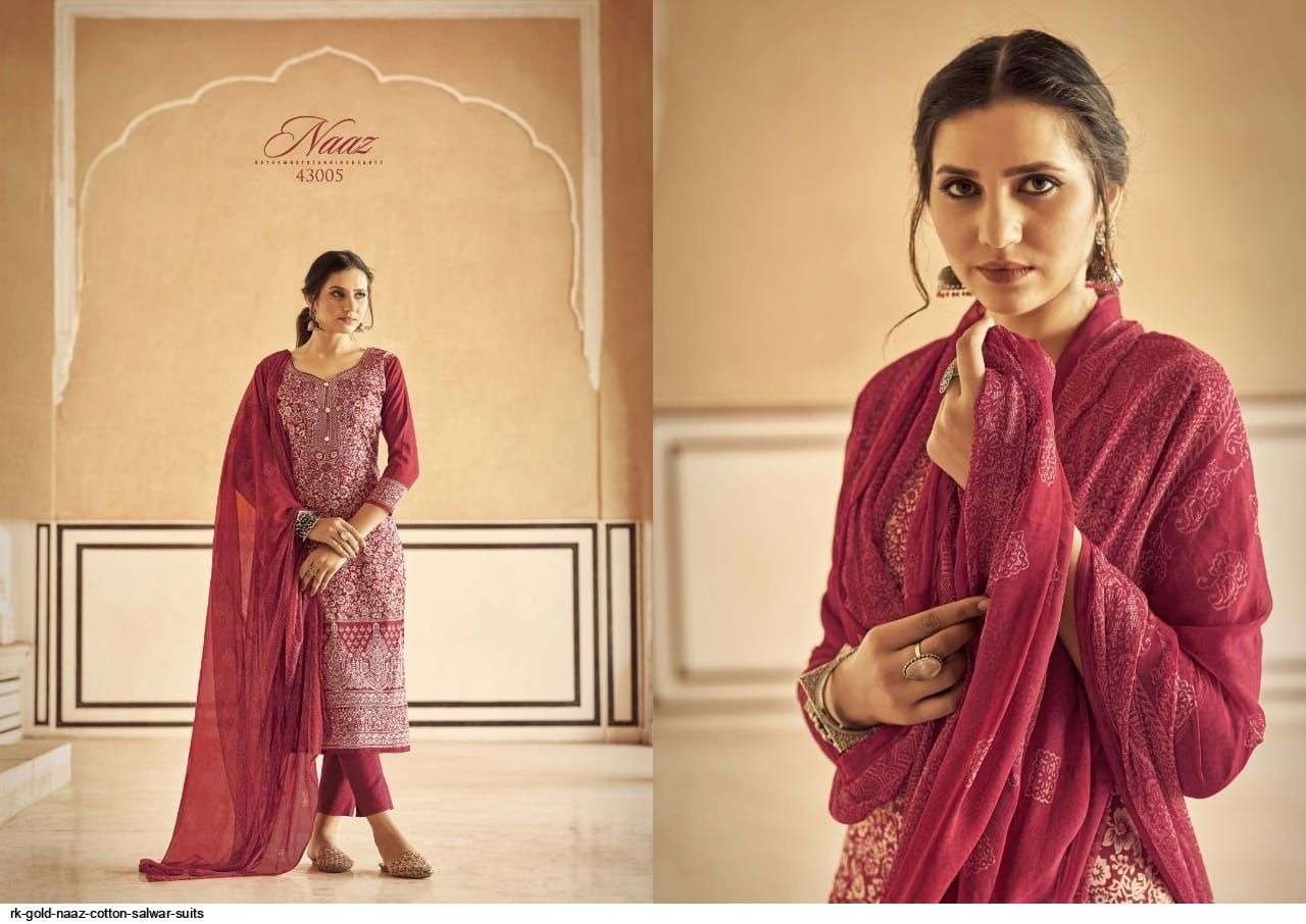 Rk Gold Naaz Catalog Jam Cotton Designer Summer Wear Dress Materials 