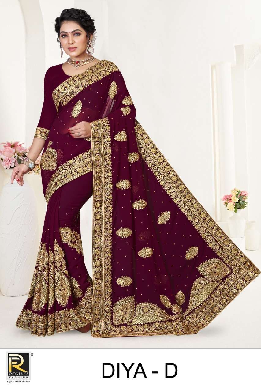 Ronisha Diya Catalog Heavy Party Wear Georgette Sarees 