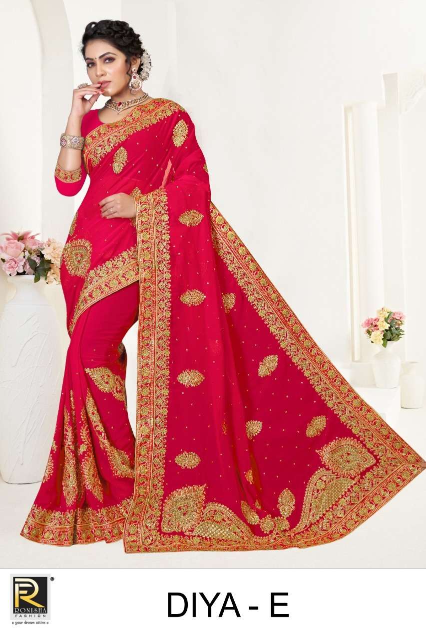 Ronisha Diya Catalog Heavy Party Wear Georgette Sarees 