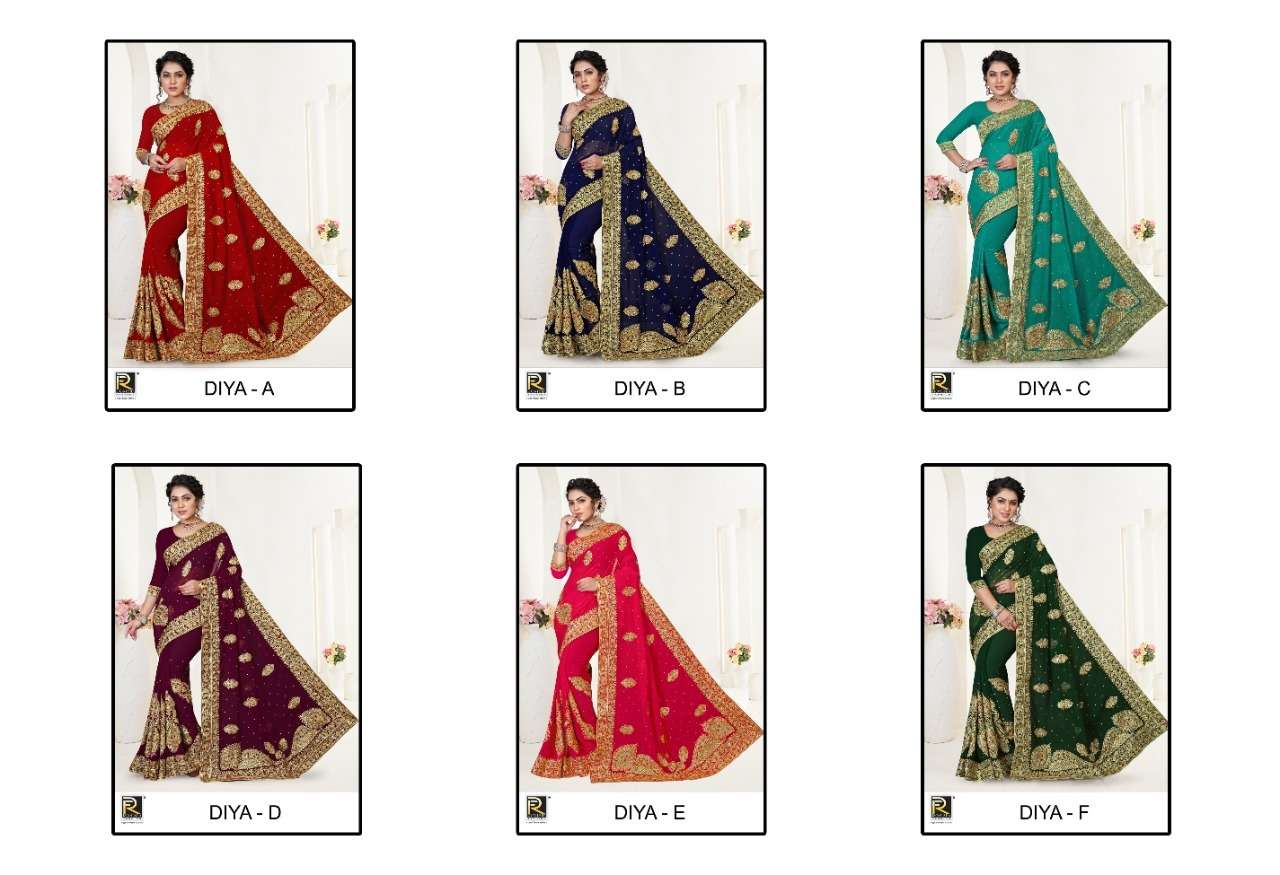 Ronisha Diya Catalog Heavy Party Wear Georgette Sarees 