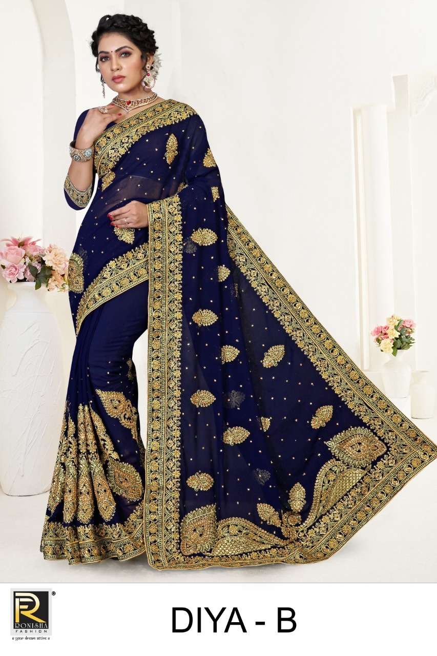 Ronisha Diya Catalog Heavy Party Wear Georgette Sarees 