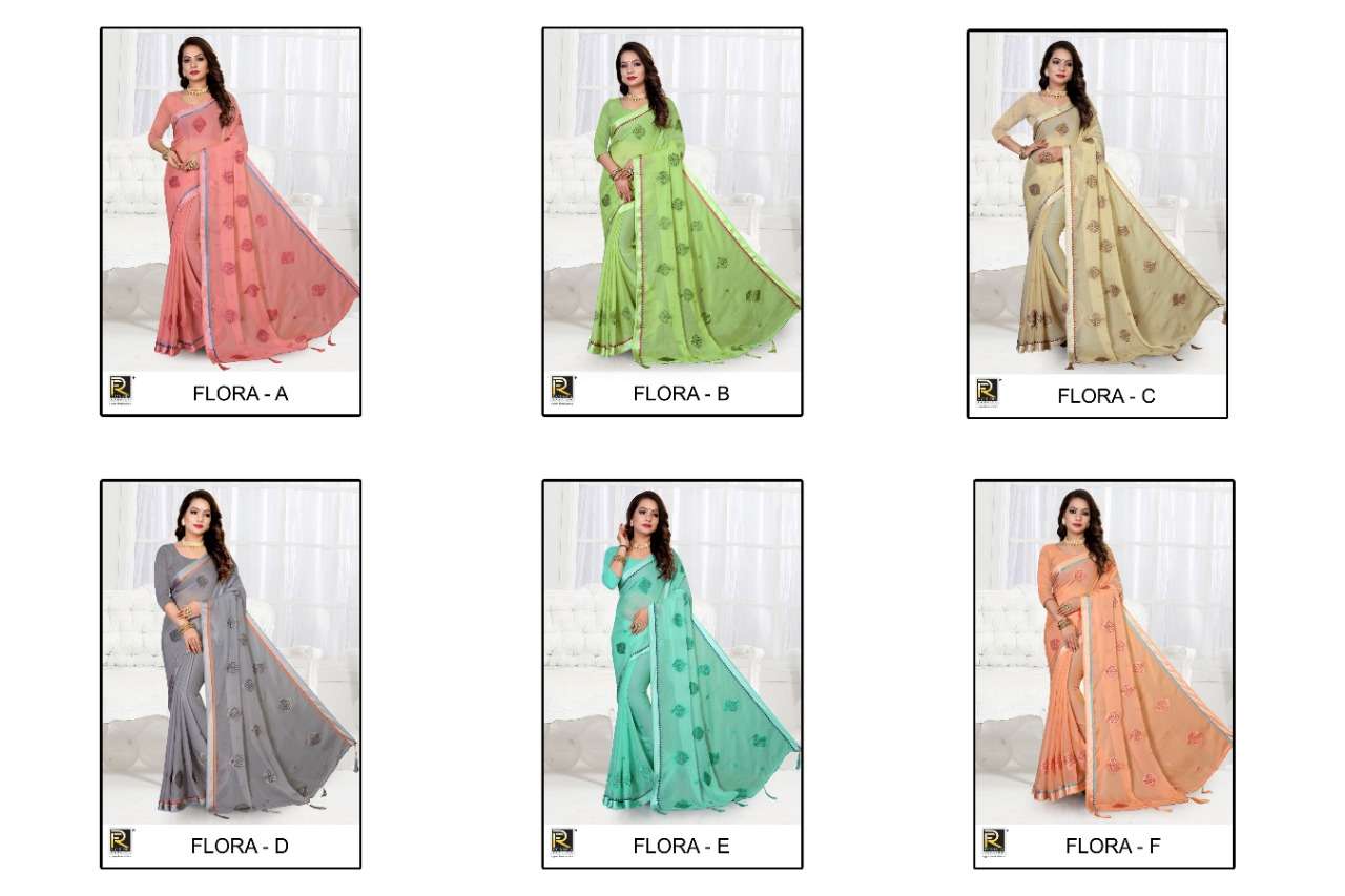 Ronisha Flora Catalog Daily Wear Chiffon Printed Sarees