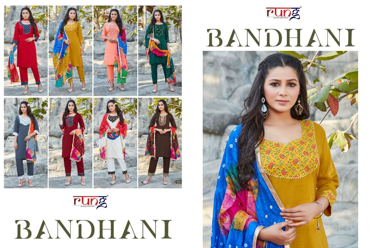 Rung Bandhani Catalog Regular Wear Readymade Top Pent With Dupatta
