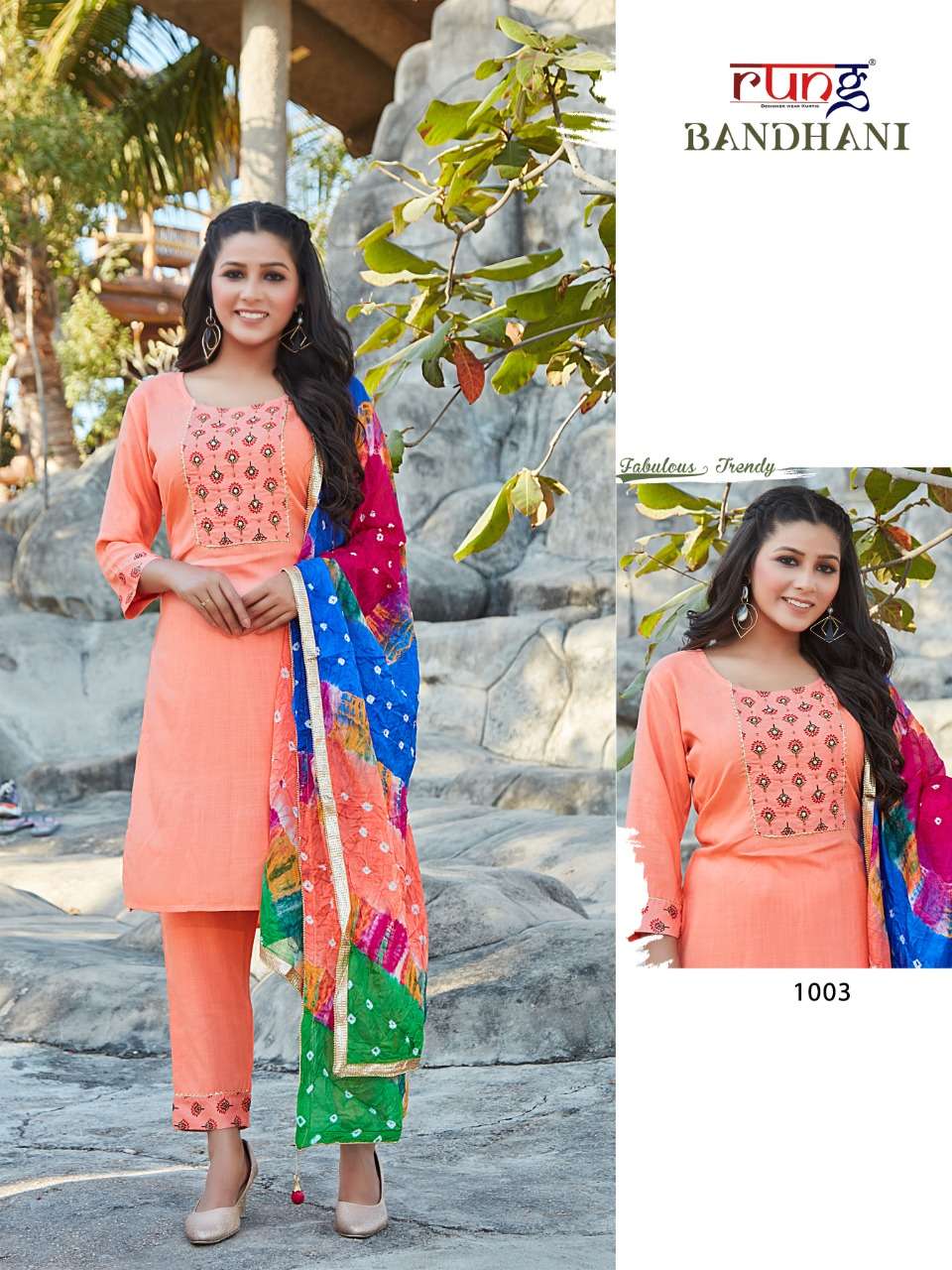 Rung Bandhani Catalog Regular Wear Readymade Top Pent With Dupatta