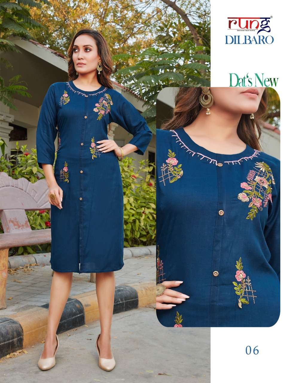 Rung Dilbaro catalog Rayon Slub casual wear Kurtis