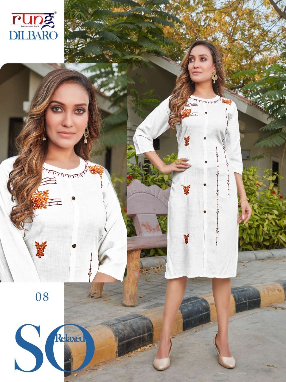 Rung Dilbaro catalog Rayon Slub casual wear Kurtis