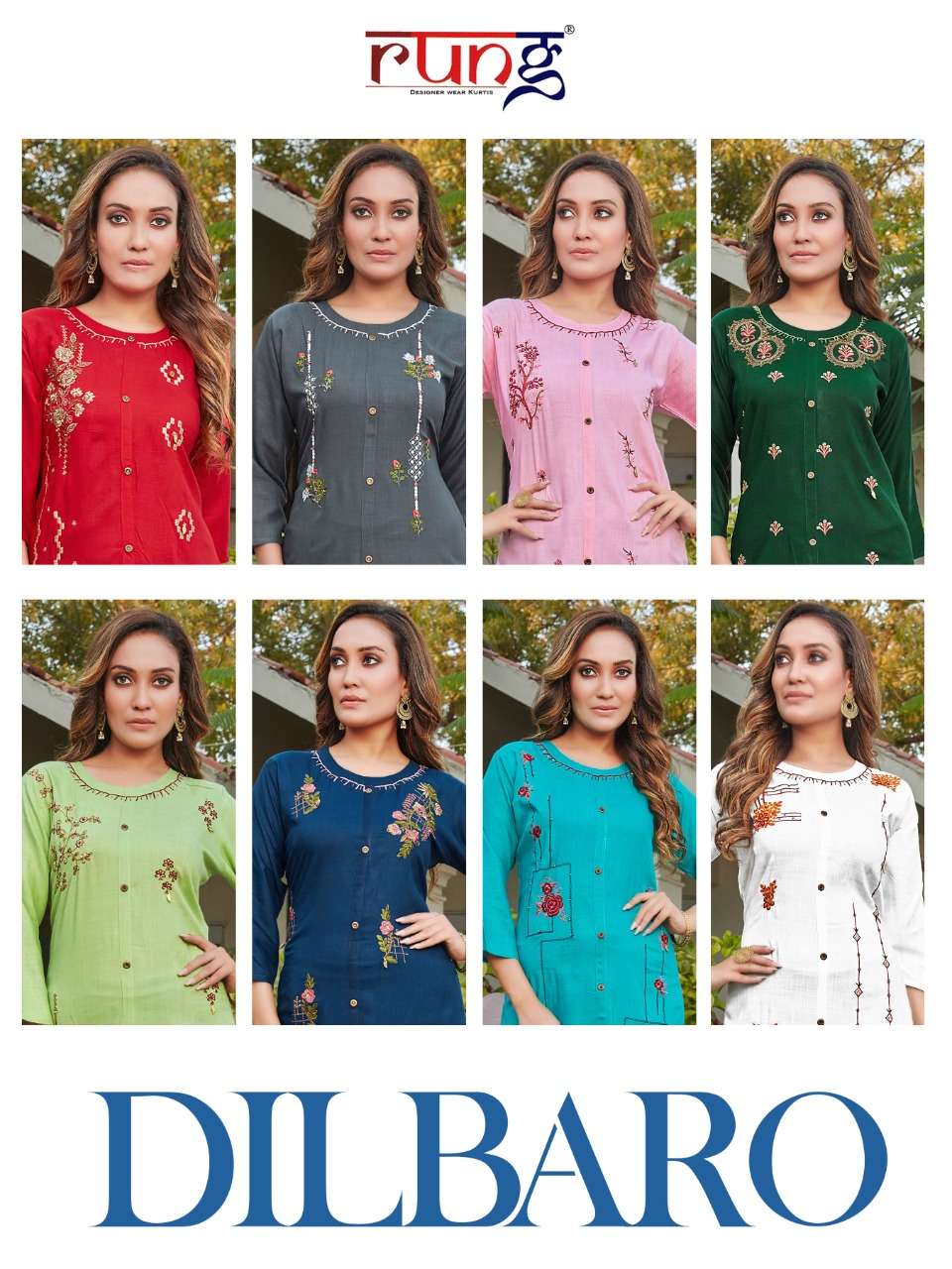 Rung Dilbaro catalog Rayon Slub casual wear Kurtis