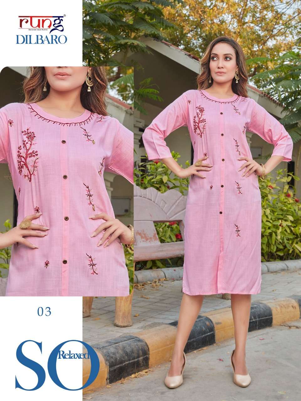 Rung Dilbaro catalog Rayon Slub casual wear Kurtis