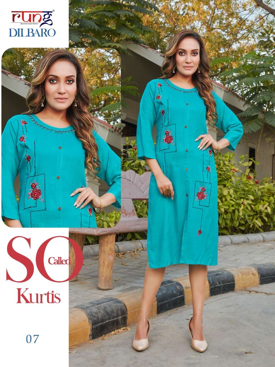 Rung Dilbaro catalog Rayon Slub casual wear Kurtis