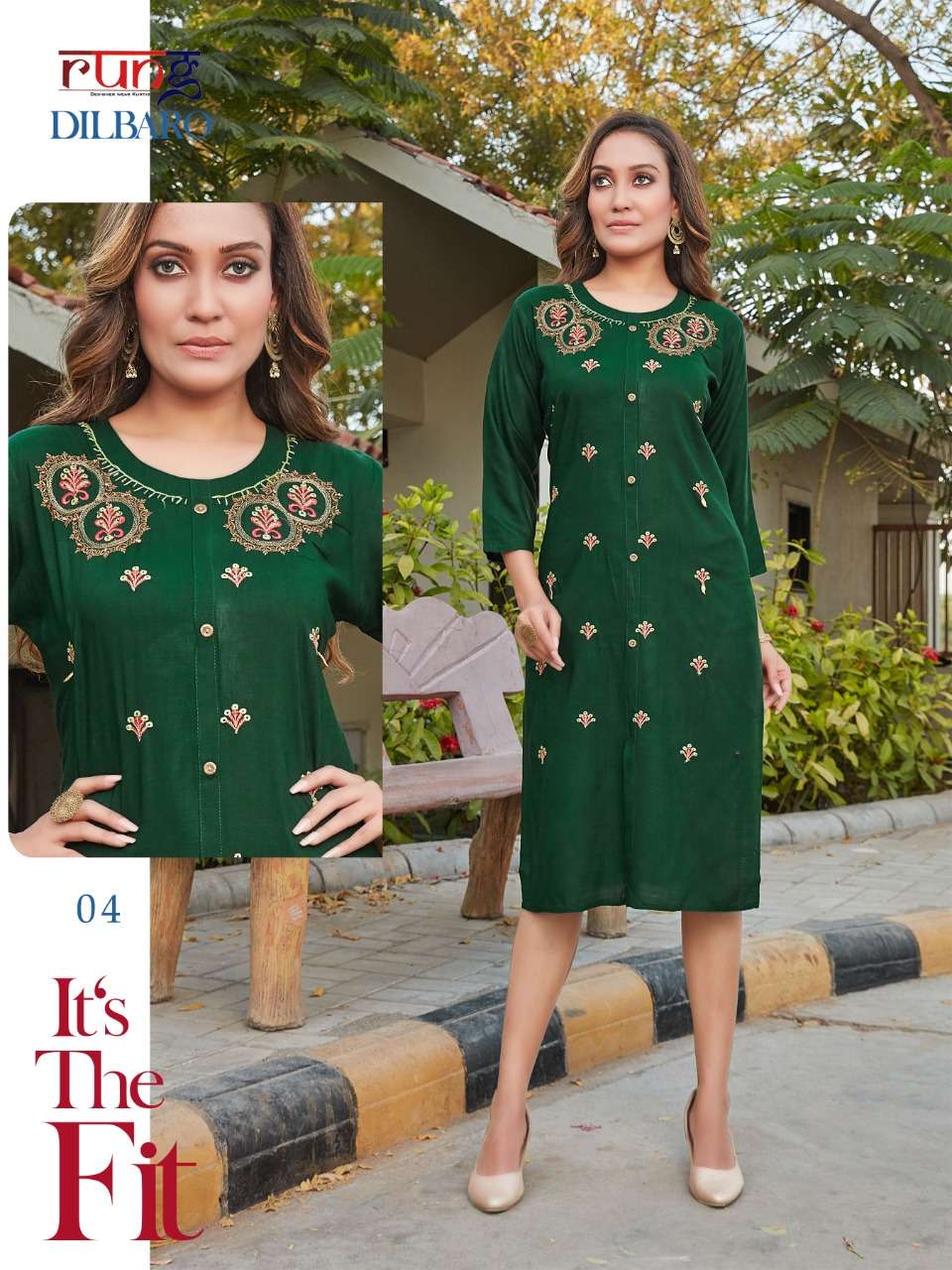 Rung Dilbaro catalog Rayon Slub casual wear Kurtis