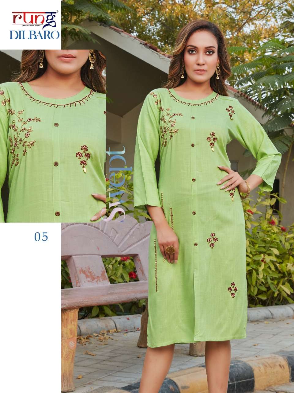 Rung Dilbaro catalog Rayon Slub casual wear Kurtis