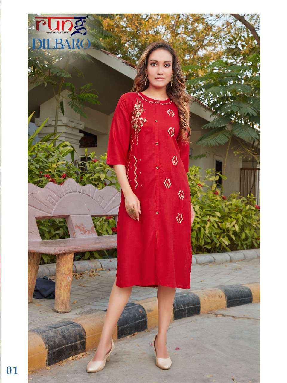 Rung Dilbaro catalog Rayon Slub casual wear Kurtis