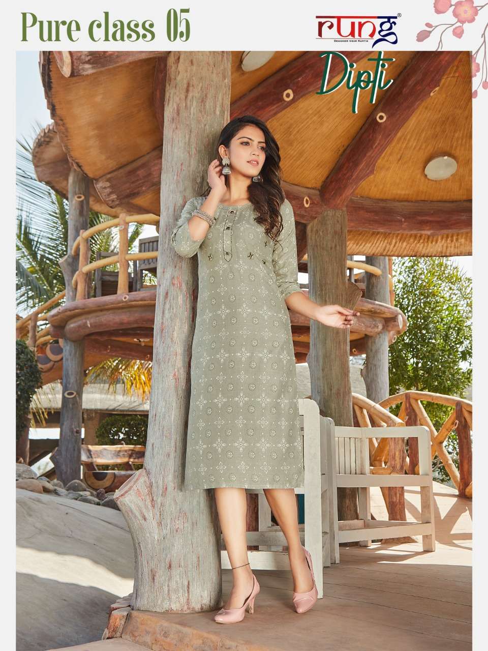 Rung Dipti Catalog Regular Wear Straight Printed Kurtis Wholesale
