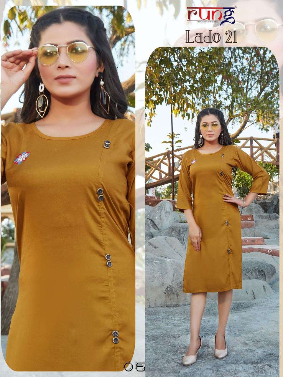 Rung Lado Vol 21 catalog   Heavy Rayon Designer Kurtis 