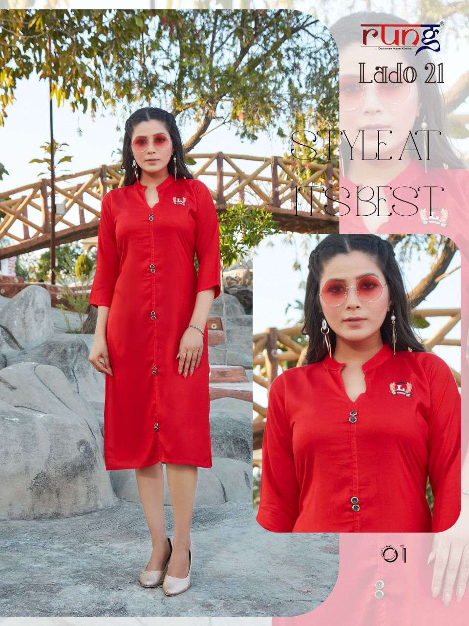 Rung Lado Vol 21 catalog   Heavy Rayon Designer Kurtis 